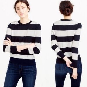 J.Crew Summerweight Striped Sweater Navy/White Cotton Crewneck Long Sleeve‎ xs
